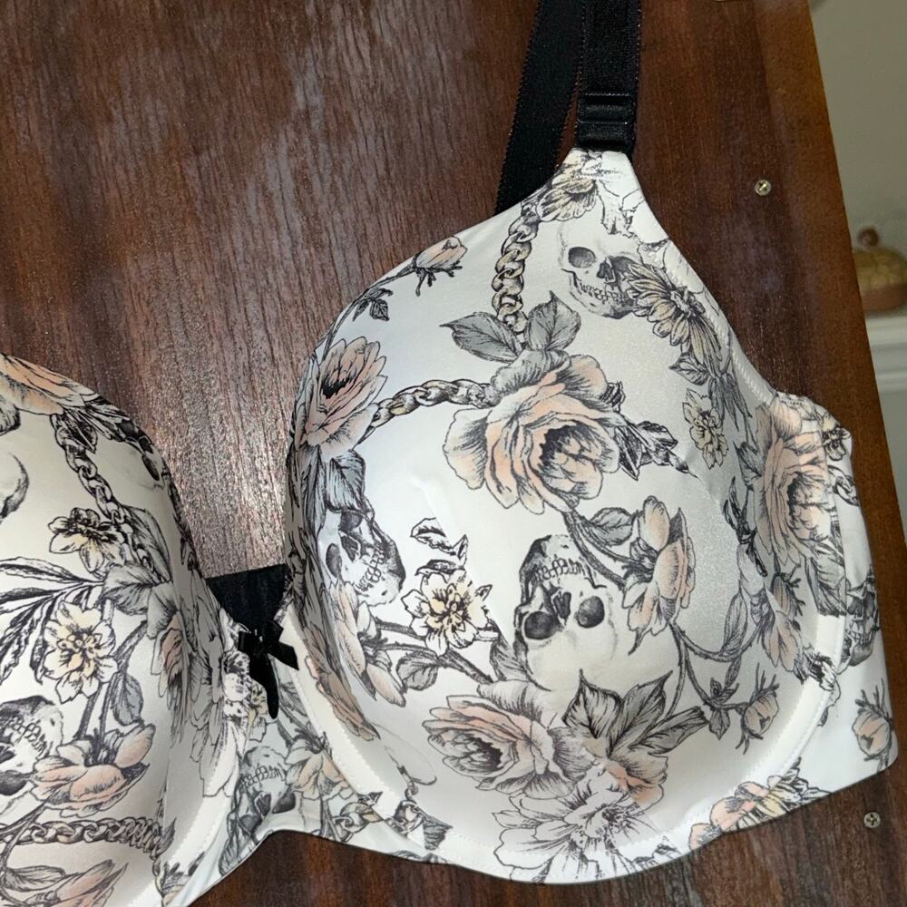 Set of 2 Torrid 360 smoothing vintage pastel floral skull Curve bra Sz 42DDD - Picture 10 of 12